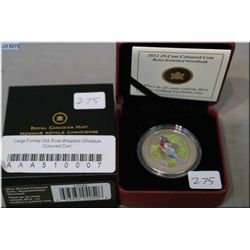 Canadian 2012 Rose-Breasted Grosbeak coloured 25 cent coin