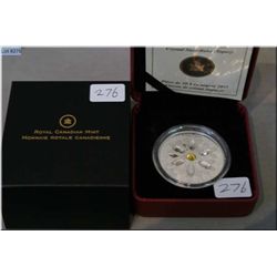 Boxed Canadian 2011 Crystal Snowflake and topaz silver $20 coin