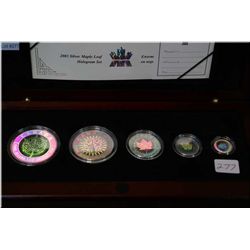 Boxed Canadian 2003 99.99% pure silver Maple Leaf Hologram coin set