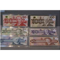 Canadian Bird Specimen note set 1986-1991 including $2, $5, $10, $20, $50 and $100 bills