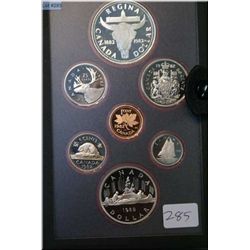 Cased Royal Canadian Mint 1982 proof coin set including silver Regina commemorative coin