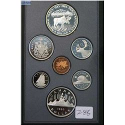 Cased Royal Canadian Mint 1985 proof set with National Parks commemorative silver coin