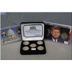 Selection of boxed American collector's coins including full colour 2000 John F. Kennedy dollar, Los