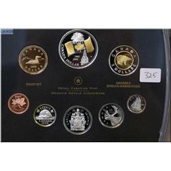 Cased Royal Canadian Mint 2005 proof coin set including silver Canadian Flag commemorative coin