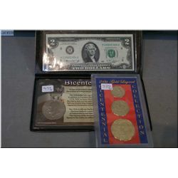 Two cased set of American collector's coins including 24kt gold plated Bicentennial Collection and B
