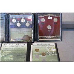 Three American collector coins sets including World War II five cent collection, World War II silver