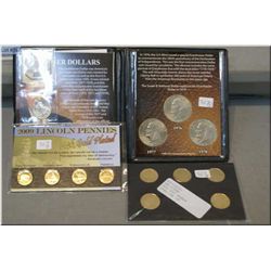 Three sets of American coins including 2009 Lincoln Penny gold plated collection, National Park gold