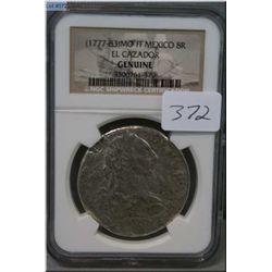 Graded Mexican El Cazador coin 1777-83