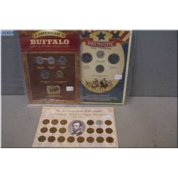 Three American coin sets including Lincoln Wheat-ear penny 1939-1958, Patriotic Coin Collection and 