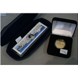 Boxed Canadian Tall Ships 2000 stamp and coin set and boxed US commemorative $1 coin