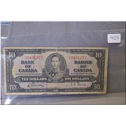 1937 Bank of Canada 10 dollar bill