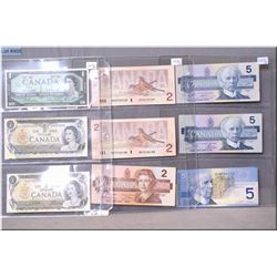 Fourteen Canadian bank notes including one 1967 one dollar, two 1973 one dollar, five 1986 two dolla
