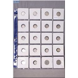 Twenty antique Canadian coins including 1896 five cent, 1922 five cent, 1936 ten cent etc.