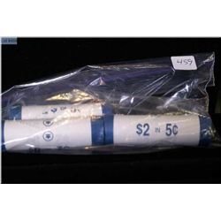 Three rolls of Canadian nickels 1945-2005 commemorative coins