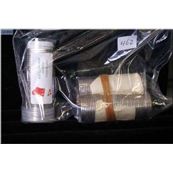 Three rolls of Canadian quarters including two 1973 RCMP and one 2005 Holiday set