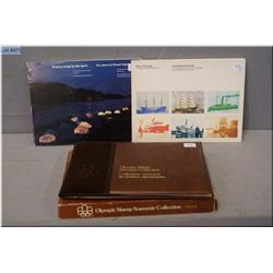 Three stamp books including 1976 Montreal Olympics, Ships of Canada collection and Singing Songs to 
