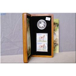 2005 White tail deer and fawn stamp and sterling silver five dollar coin set