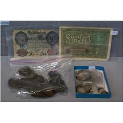 Selection of foreign coins and notes