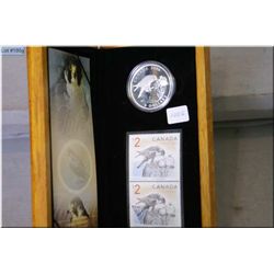 2006 wooden cased Wild Life $5 sterling dollar coin and stamp set "Falcon"