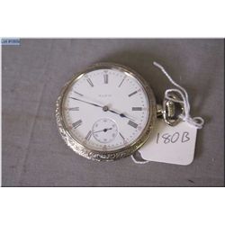 Elgin size 16, 15 jewel Ser 16691025, silveroid case, open face, working at time of cataloguing