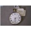 Image 1 : English .925 sterling silver size 14 C.K and Co., pinion set, open faced pocket watch in working ord