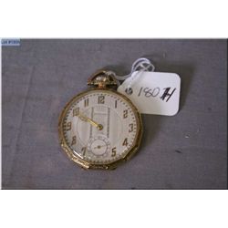 Dwelsa size 14, 15 jewel and 14 sided gold filled pocket watch, open faced and in working order at t