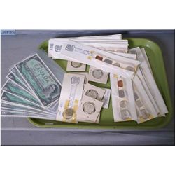 Large selection of Canadian centennial coins and notes including eleven $1 bills, and a large select