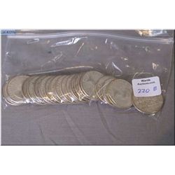 Twenty 1950's thru 1966 Canadian 50 cent coins