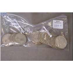 Twenty 1950's thru 1966 Canadian 50 cent coins