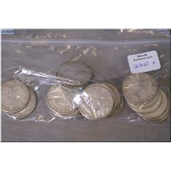 Twenty 1950's thru 1966 Canadian 50 cent coins