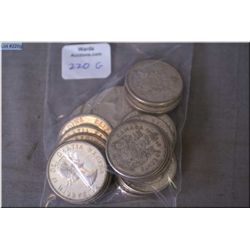 Twenty 1950's thru 1966 Canadian 50 cent coins