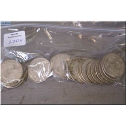 Twenty 1950's thru 1966 Canadian 50 cent coins
