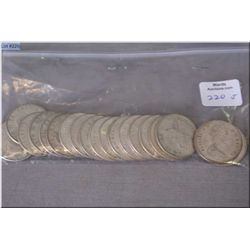 Twenty 1950's thru 1966 Canadian 50 cent coins
