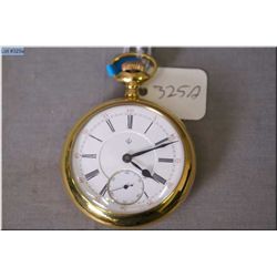T. Eaton and Co. size 16, 17 jewel gold filled and open faced pocket watch, working at time of catal