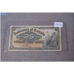 1900 Dominion of Canada .25 cent shin plaster