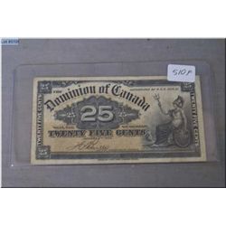1900 Dominion of Canada .25 cent shin plaster