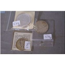 Three silver coins including 1953 and 1963 Canadian dollars and 1944 USA fifty cent piece