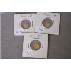Three small Imperio Mexicano gold coins