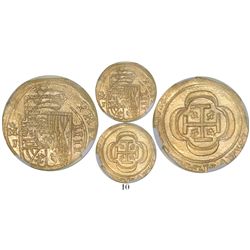 Mexico City, Mexico, cob 4 escudos, (1714)J, from the 1715 Fleet, encapsulated NGC MS 65, tied for f
