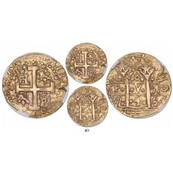 Lima, Peru, cob 8 escudos, 1746/5V, with stars in fields on both sides, encapsulated NGC AU 55, Plat