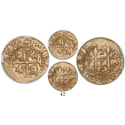 Lima, Peru, cob 2 escudos, 1705H, rare, from the 1715 Fleet, encapsulated NGC MS 62, tied for finest