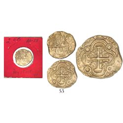 Bogota, Colombia, cob 2 escudos, posthumous Charles II, assayer ARCE in legend, from the 1715 Fleet,