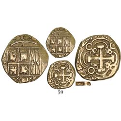 Bogota, Colombia, cob 2 escudos, (17)24(S), (Louis I), with unidentified "JDT" countermark on cross 