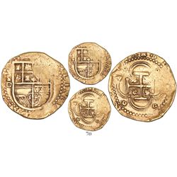 Seville, Spain, cob 4 escudos, Philip II, assayer Gothic D below mintmark S to left.
