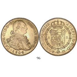 Potosi, Bolivia, bust 8 escudos, Charles IV, 1804PJ.