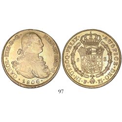 Potosi, Bolivia, bust 8 escudos, Charles IV, 1806PJ.