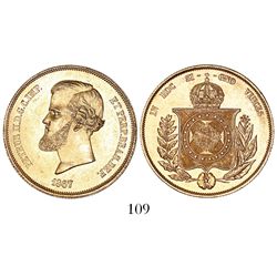 Brazil, 20000 reis, Pedro II, 1867.