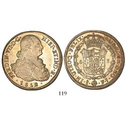 Santiago, Chile, bust 8 escudos, Ferdinand VII (bust of Charles IV), 1812FJ.