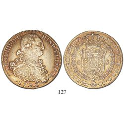 Bogota, Colombia, bust 8 escudos, Charles IV, 1798JJ.