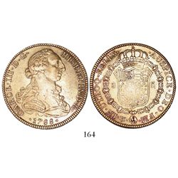 Mexico City, Mexico, bust 8 escudos, Charles III, 1788FM, mintmark and assayer facing inward.